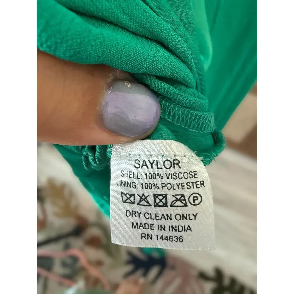 Saylor Ashlee Cut-Out High Slit Satin Midi Dress Glam Femme Green Womens Size XL